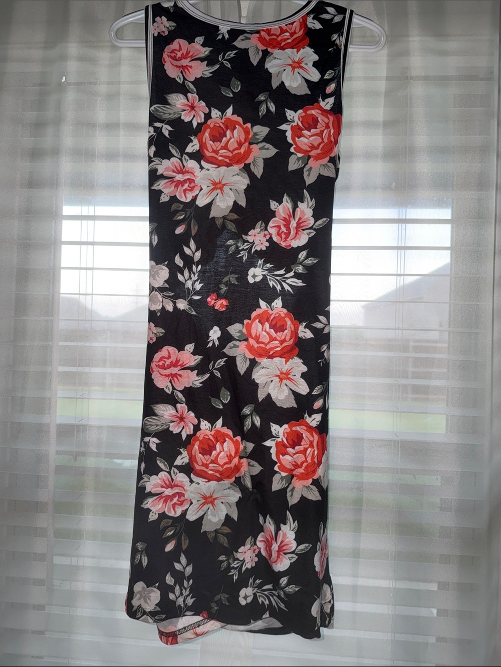 Striped & Floral Twist-Front Black Midi Dress in Pink - Picture 7 of 10